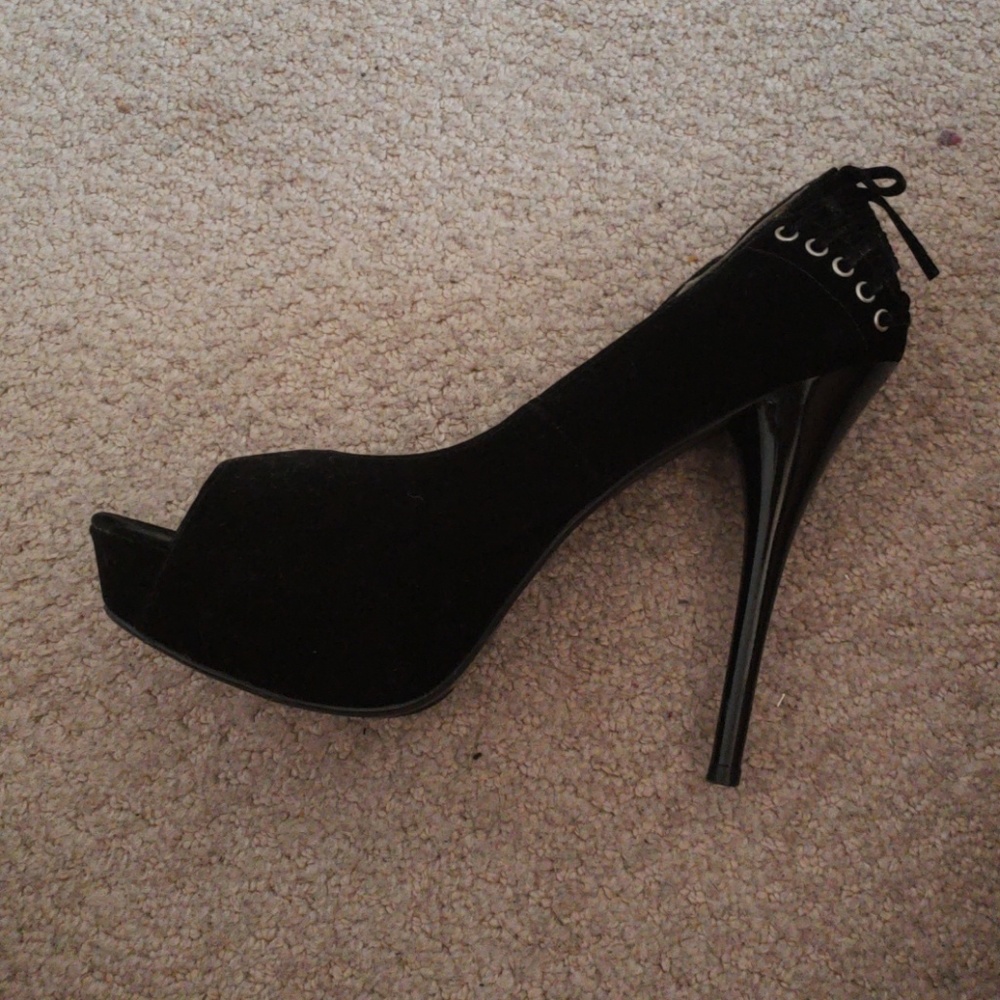 Black suede heels